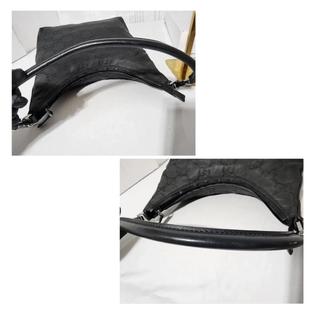 Authentic Gucci Vintage GG Nylon Hobo Shoulder Bag Black